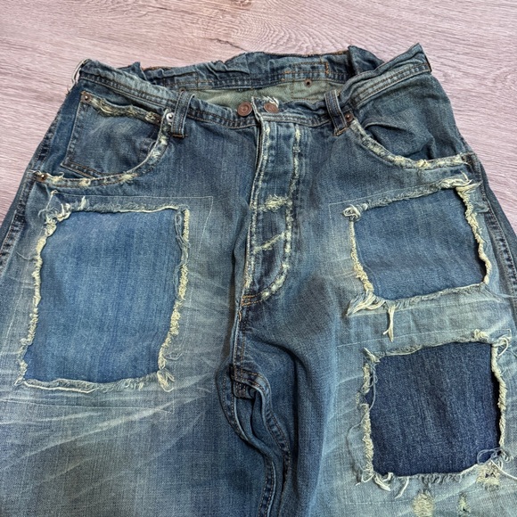 Magnolia Pearl Sanforized Processing Patchwork Jeans Pants One Size Denim Boho - Picture 4 of 10